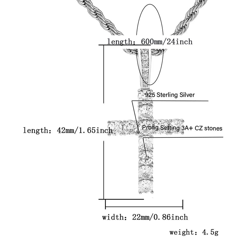 ✝️✨ TOPGRILLZ – Naszyjnik z mikro krzyżykiem z cyrkoniami AAA