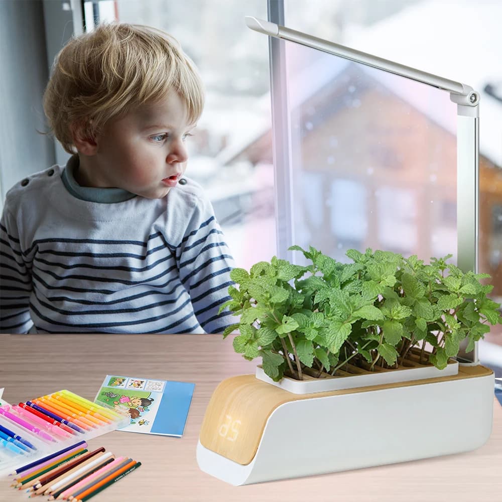 Automatyczny hydroponiczny system uprawy do domu – domowy ogród wewnętrzny, zestaw do uprawy ziół, kwiatów i warzyw z lampą LED do wzrostu roślin, inteligentna uprawa bezglebowa.