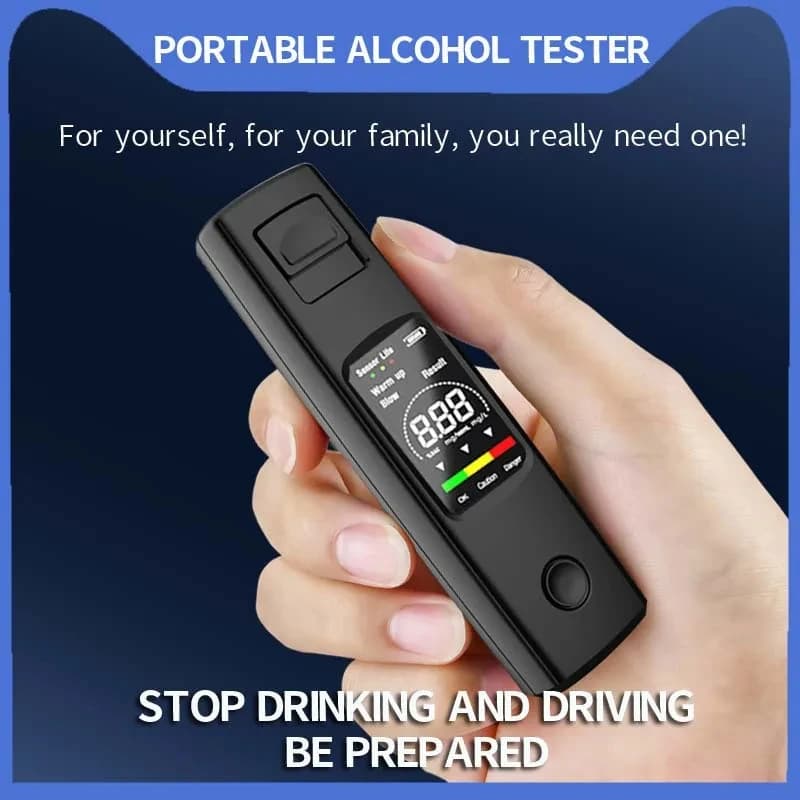 🍺🚗 Przenośny Tester Alkoholu – Profesjonalny Alkomat Cyfrowy o Wysokiej Czułości (USB-C)