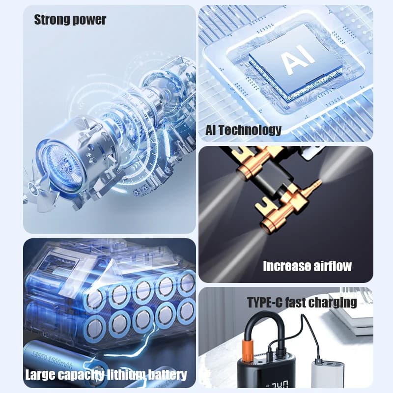 🚗💨 Bezprzewodowy Kompresor Samochodowy – Elektryczna Pompka do Opon z Wyświetlaczem Cyfrowym i Latarką