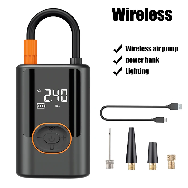 🚗💨 Bezprzewodowy Kompresor Samochodowy – Elektryczna Pompka do Opon z Wyświetlaczem Cyfrowym i Latarką