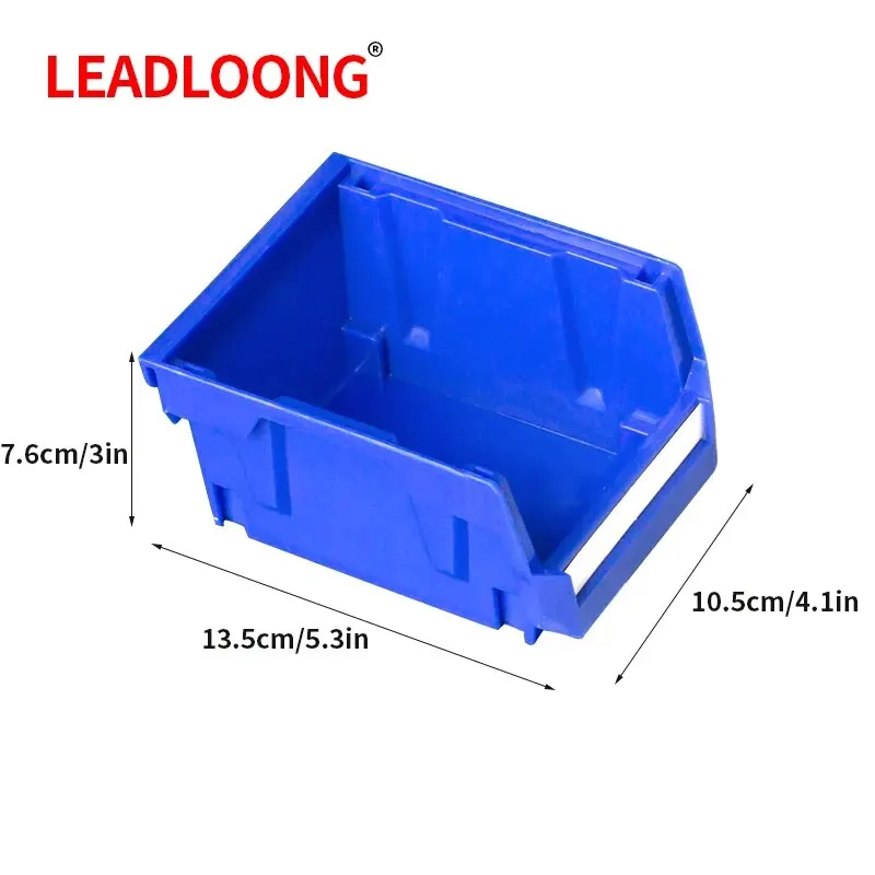 LEADLOONG V1 – pojemniki magazynowe 6 lub 24 szt., 13,5 × 10,5 × 7,6 cm. Modułowe pojemniki do garażu, warsztatu lub magazynu, możliwość zawieszania i układania w stos.