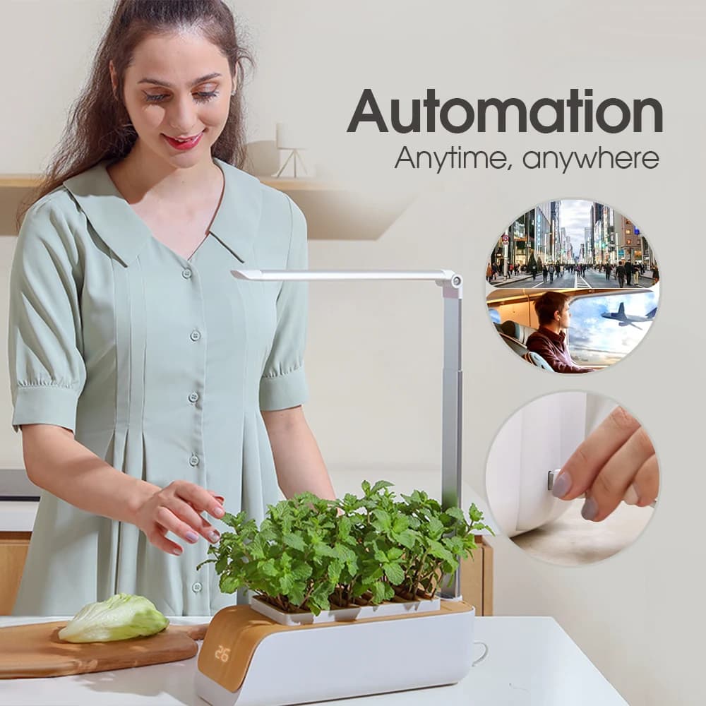 Automatyczny hydroponiczny system uprawy do domu – domowy ogród wewnętrzny, zestaw do uprawy ziół, kwiatów i warzyw z lampą LED do wzrostu roślin, inteligentna uprawa bezglebowa.