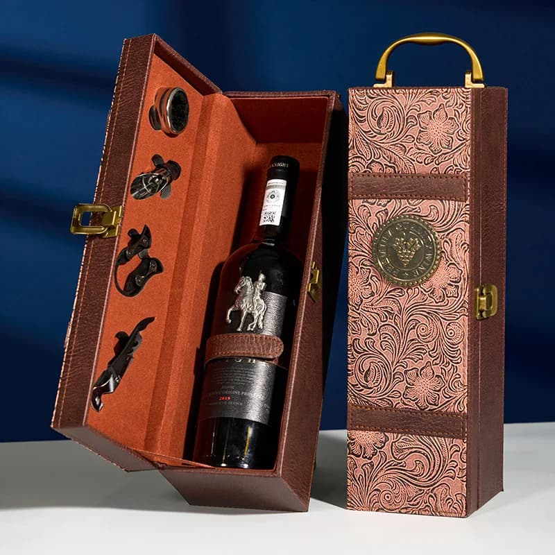 „Zestaw Prezentowy z Jedną Butelką Wina i Akcesoriami – Przenośne Etui z Uchwytem, Narzędzia do Wina, Idealny na Przyjęcia i Do Domu”